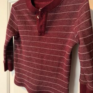 Cherokee Maroon Striped Long Sleeve Henley